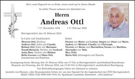 Traueranzeige Andreas Ottl