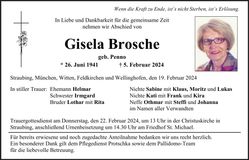 Traueranzeige Gisela Brosche