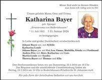 Traueranzeige Katharina Bayer