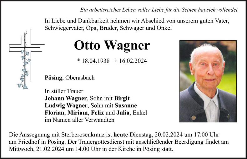 Traueranzeige Otto Wagner
