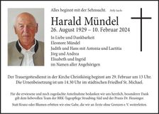 Traueranzeige Harald Mündel