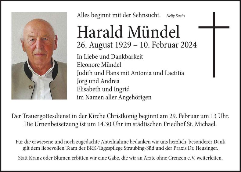 Traueranzeige Harald Mündel