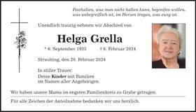 Traueranzeige Helga Grella