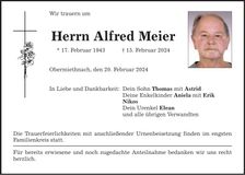 Traueranzeige Alfred Meier