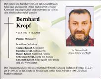 Traueranzeige Bernhard Kropf