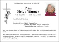 Traueranzeige Helga Wagner