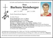 Traueranzeige Barbara Steinberger
