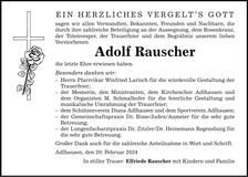 Traueranzeige Adolf Rauscher