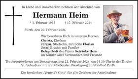 Traueranzeige Hermann Heim