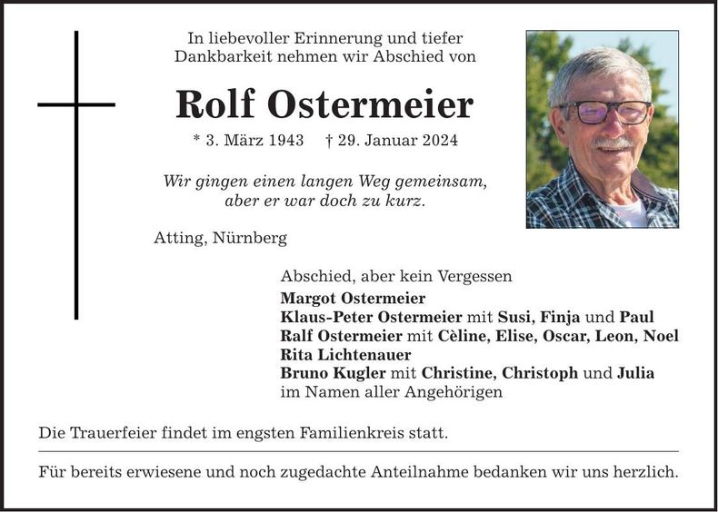 Traueranzeige Rolf Ostermeier