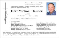 Traueranzeige Michael Haimerl