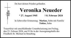 Traueranzeige Veronika Neueder