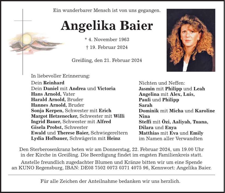 Traueranzeige Angelika Baier
