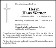 Traueranzeige Hans Werner