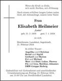 Traueranzeige Elisabeth Heilmeier