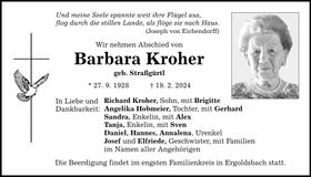 Traueranzeige Barbara Kroher