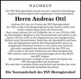 Traueranzeige Andreas Ottl