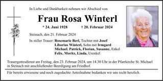 Traueranzeige Rosa Winterl