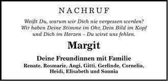 Traueranzeige Margit Margit