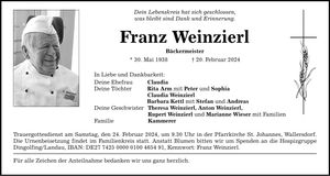 Traueranzeige Franz Weinzierl
