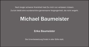 Traueranzeige Michael Baumeister