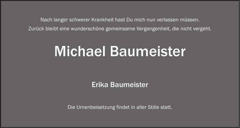 Traueranzeige Michael Baumeister