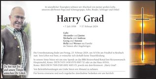 Traueranzeige Harry Grad