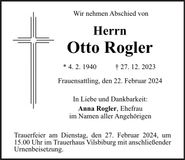 Traueranzeige Otto Rogler