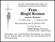 Traueranzeige Birgit Krause