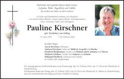 Traueranzeige Pauline Kirschner