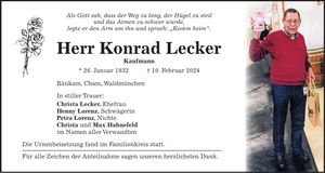 Traueranzeige Konrad Lecker