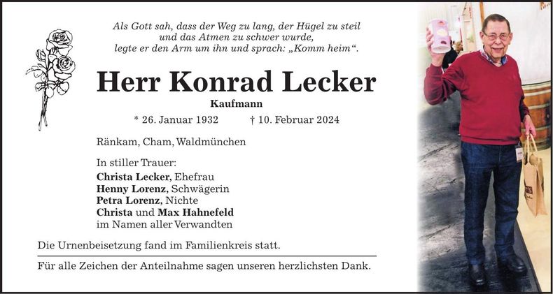 Traueranzeige Konrad Lecker