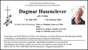 Traueranzeige Dagmar Hasenclever