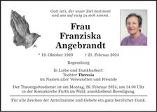 Traueranzeige Franziska Angebrandt