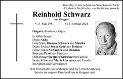 Traueranzeige Reinhold Schwarz