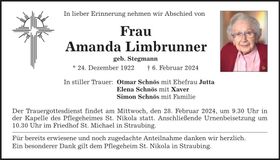Traueranzeige Amanda Limbrunner