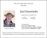 Traueranzeige Karl Eisenrieder
