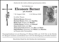 Traueranzeige Eleonore Berner