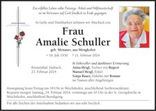 Traueranzeige Amalie Schuller