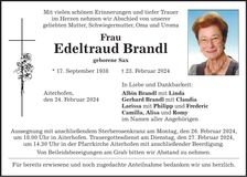 Traueranzeige Edeltraud Brandl