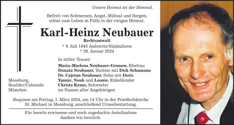 Traueranzeige Karl-Heinz Neubauer