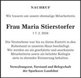 Traueranzeige Maria Stierstorfer