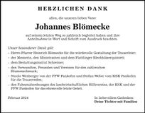 Traueranzeige Johannes Blömecke