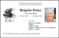 Traueranzeige Brigitte Prinz