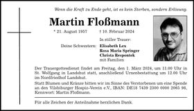 Traueranzeige Martin Floßmann