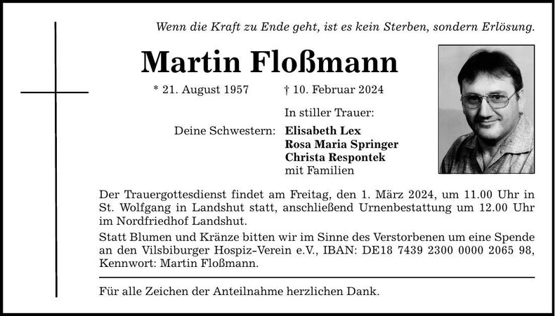 Traueranzeige Martin Floßmann