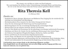 Traueranzeige Rita Kell