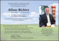 Traueranzeige Alfons Richter