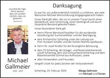 Traueranzeige Michael Gallmeier