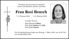 Traueranzeige Rosi Beusch